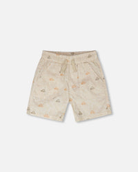 Poplin Shorts Beige Safari Print - H30S26_3H100