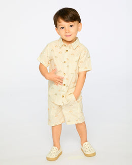 Poplin Shorts Beige Safari Print - H30S26_3H100