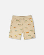 French Terry Shorts Beige Jeep Print - H30S28_3H101