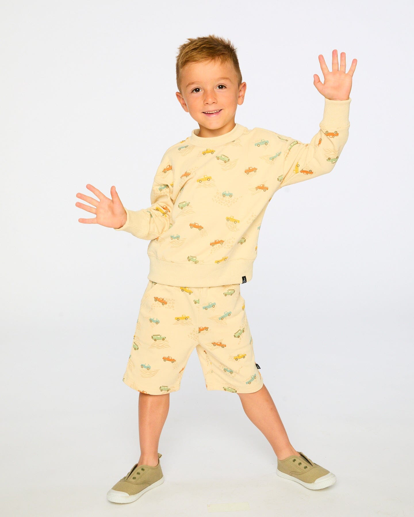 French Terry Shorts Beige Jeep Print - H30S28_3H101
