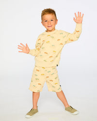 French Terry Shorts Beige Jeep Print - H30S28_3H101