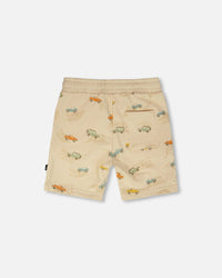 French Terry Shorts Beige Jeep Print - H30S28_3H101