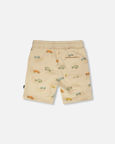 French Terry Shorts Beige Jeep Print - H30S28_3H101
