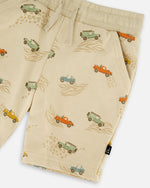 French Terry Shorts Beige Jeep Print - H30S28_3H101