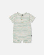 Organic Cotton Romper White Printed Mint Green Lines One-Piece & Baby Rompers Deux par Deux 