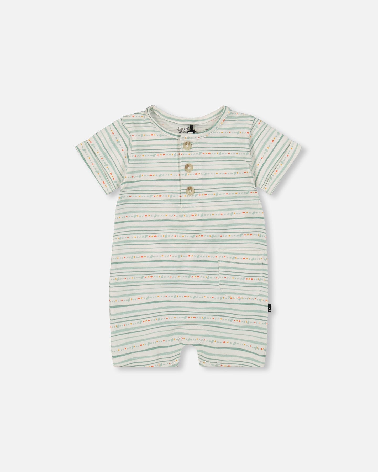 Organic Cotton Romper White Printed Mint Green Lines One-Piece & Baby Rompers Deux par Deux 
