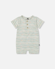 Organic Cotton Romper White Printed Mint Green Lines One-Piece & Baby Rompers Deux par Deux 