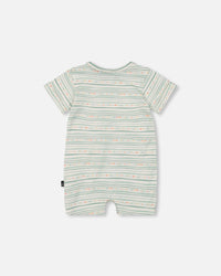 Organic Cotton Romper White Printed Mint Green Lines One-Piece & Baby Rompers Deux par Deux 