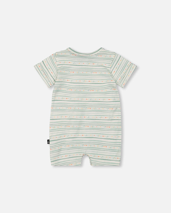 Organic Cotton Romper White Printed Mint Green Lines One-Piece & Baby Rompers Deux par Deux 