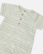 Organic Cotton Romper White Printed Mint Green Lines One-Piece & Baby Rompers Deux par Deux 