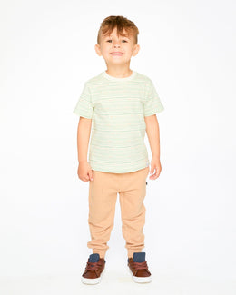 Organic Cotton T-Shirt White Printed Mint Green Lines - H30S71_3H102