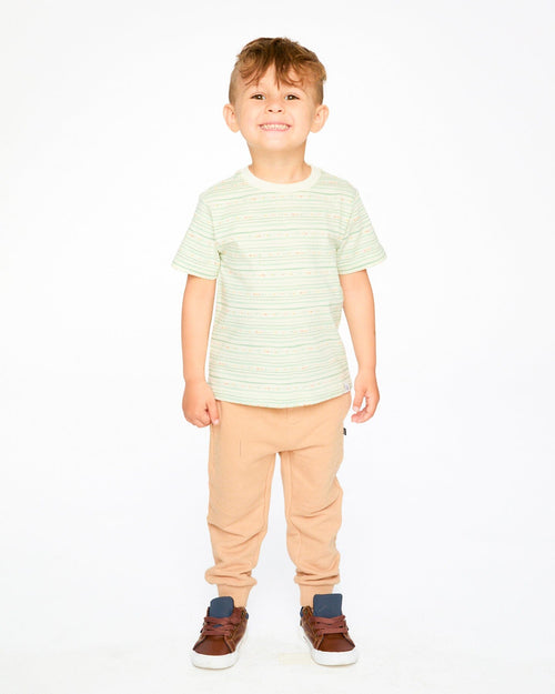 Organic Cotton T-Shirt White Printed Mint Green Lines - H30S71_3H102