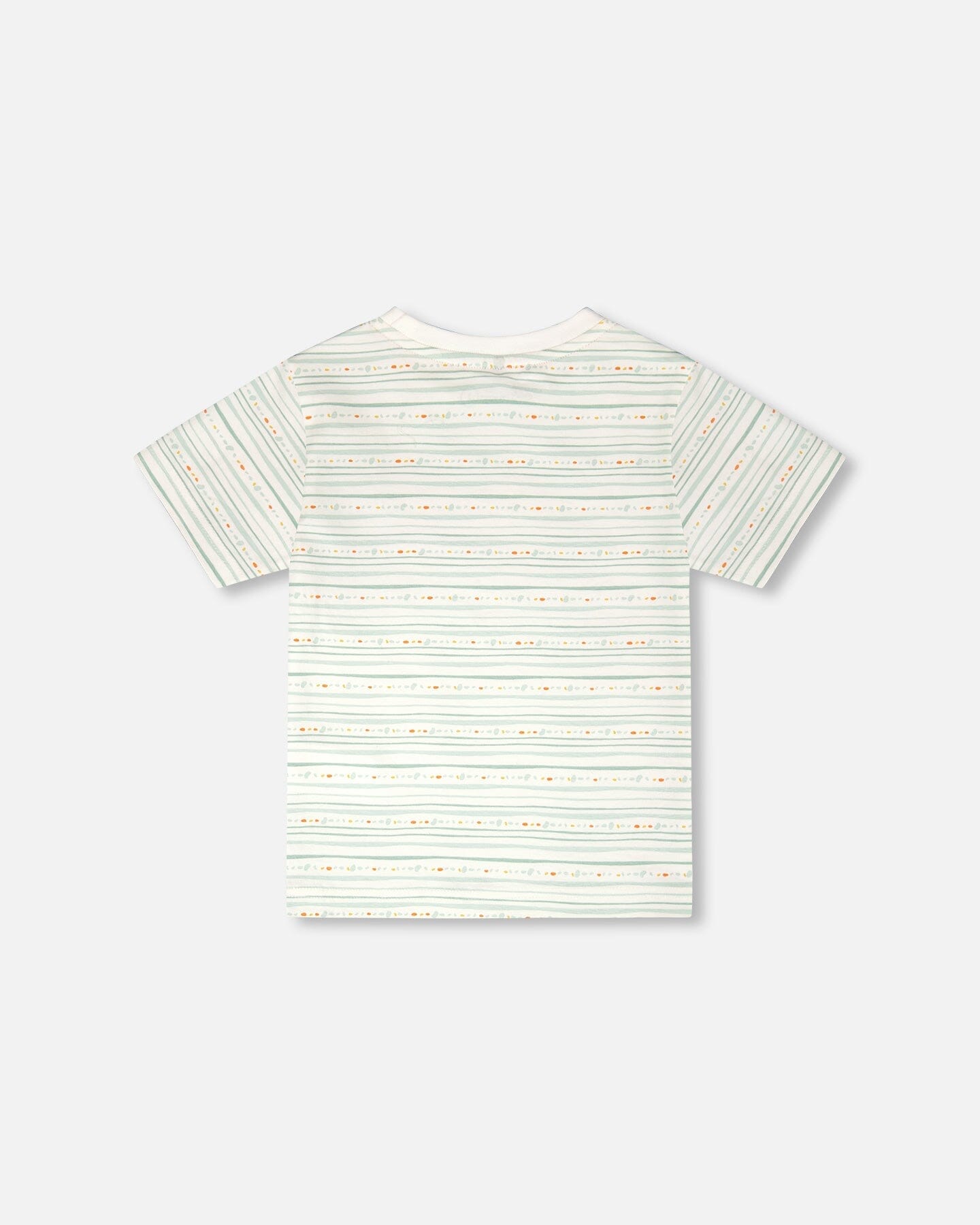 Organic Cotton T-Shirt White Printed Mint Green Lines - H30S71_3H102