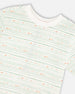 Organic Cotton T-Shirt White Printed Mint Green Lines - H30S71_3H102