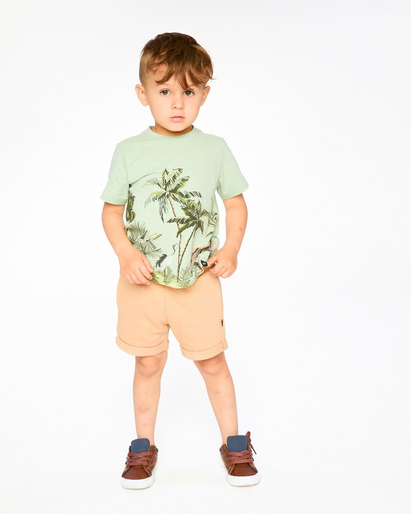 Organic Cotton T-Shirt Mint Green Safari Print - H30S72_03260