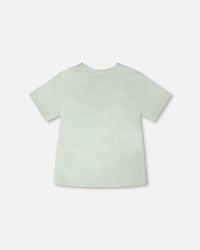 Organic Cotton T-Shirt Mint Green Safari Print - H30S72_03260