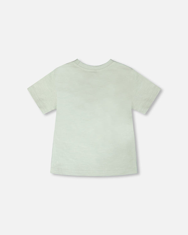 Organic Cotton T-Shirt Mint Green Safari Print - H30S72_03260