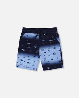 French Terry Shorts Blue Gradient - H30T28_3H049
