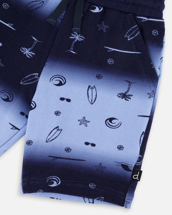 French Terry Shorts Blue Gradient - H30T28_3H049