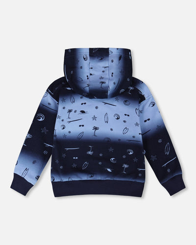 Hooded French Terry Cardigan Blue Gradient - H30T31_3H049