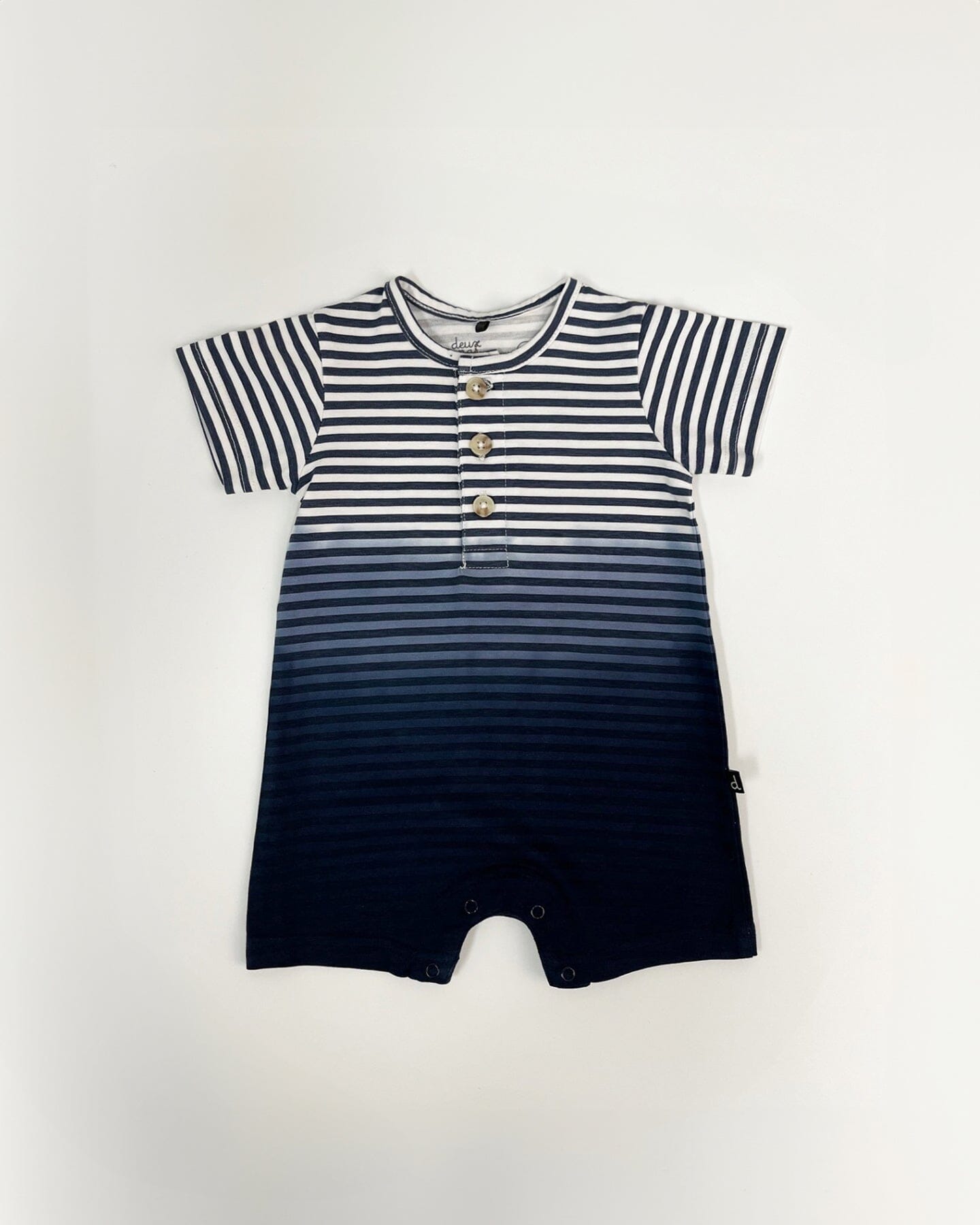 Organic Cotton Romper Blue Gradient Stripes One-Piece & Baby Rompers Deux par Deux 