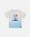 Organic Cotton Short Sleeve T-Shirt Grey Mix To Blue Gradient - H30T70_3H188