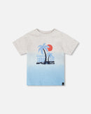 Organic Cotton Short Sleeve T-Shirt Grey Mix To Blue Gradient - H30T70_3H188