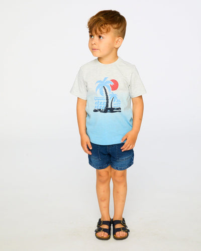 Organic Cotton Short Sleeve T-Shirt Grey Mix To Blue Gradient - H30T70_3H188