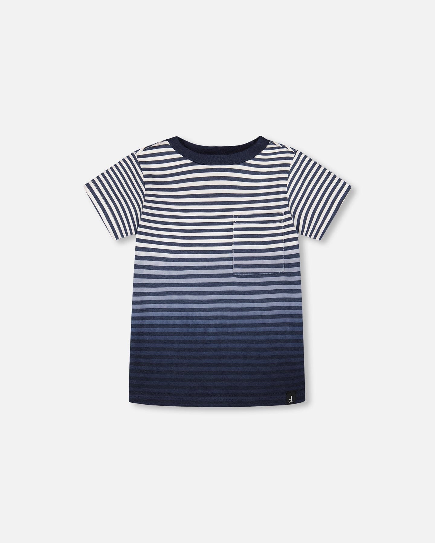 Organic Cotton Short Sleeve T-Shirt Blue Gradient Stripes - H30T73_3H105
