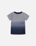 Organic Cotton Short Sleeve T-Shirt Blue Gradient Stripes - H30T73_3H105