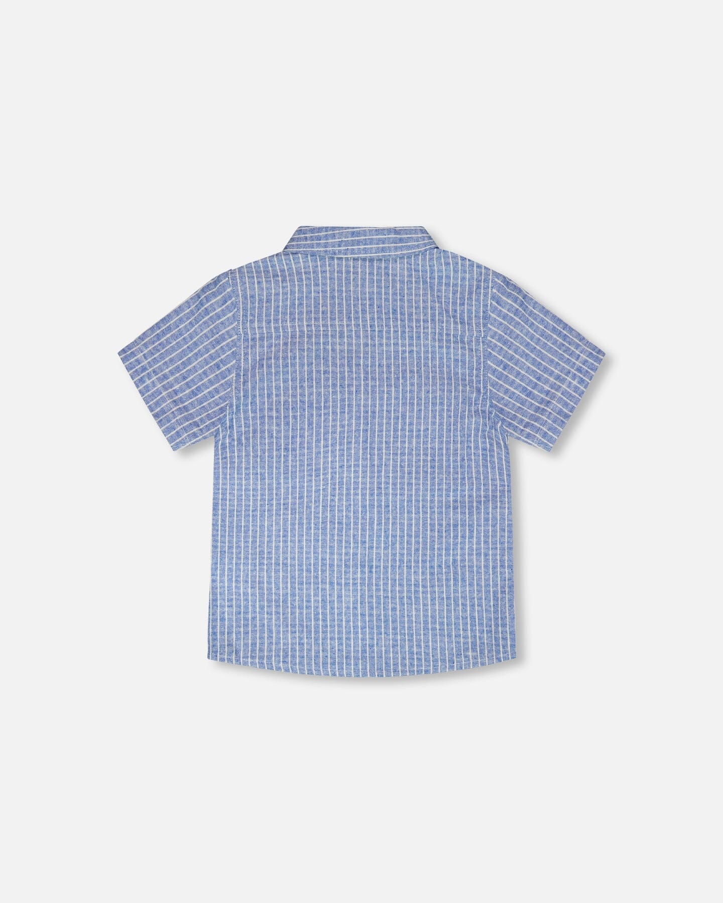 Printed Chambray Short-Sleeve Shirt Blue Denim Stripes - H30U15_3H113