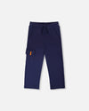 French Terry Sweatpants With Cargo Pocket Dark Blue - H30U23_04810