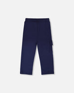 French Terry Sweatpants With Cargo Pocket Dark Blue - H30U23_04810