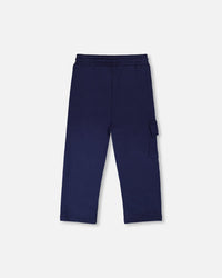 French Terry Sweatpants With Cargo Pocket Dark Blue - H30U23_04810