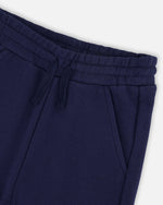 French Terry Sweatpants With Cargo Pocket Dark Blue - H30U23_04810
