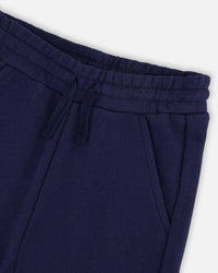 French Terry Sweatpants With Cargo Pocket Dark Blue - H30U23_04810