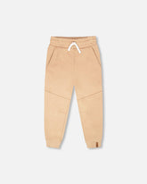 French Terry Sweatpants With Cross Seams Beige