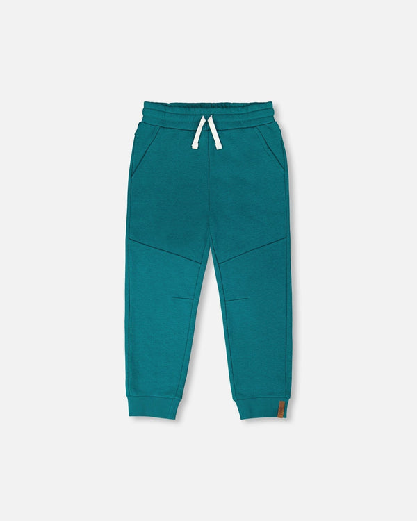French Terry Sweatpants With Cross Seams Dark Turquoise - H30U24_03890