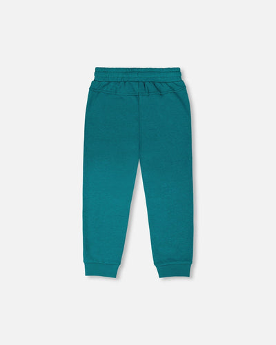 French Terry Sweatpants With Cross Seams Dark Turquoise - H30U24_03890