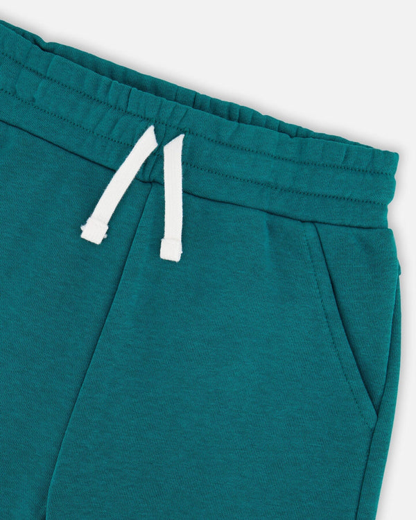 French Terry Sweatpants With Cross Seams Dark Turquoise - H30U24_03890