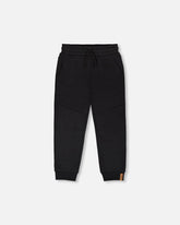 Pantalon de jogging en molleton avec coutures transversales noir