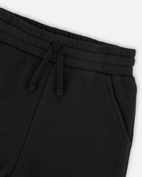 French Terry Sweatpants With Cross Seams Black - H30U24_09990