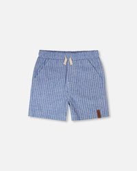 Printed Chambray Shorts Blue Denim Stripes - H30U25_3H113