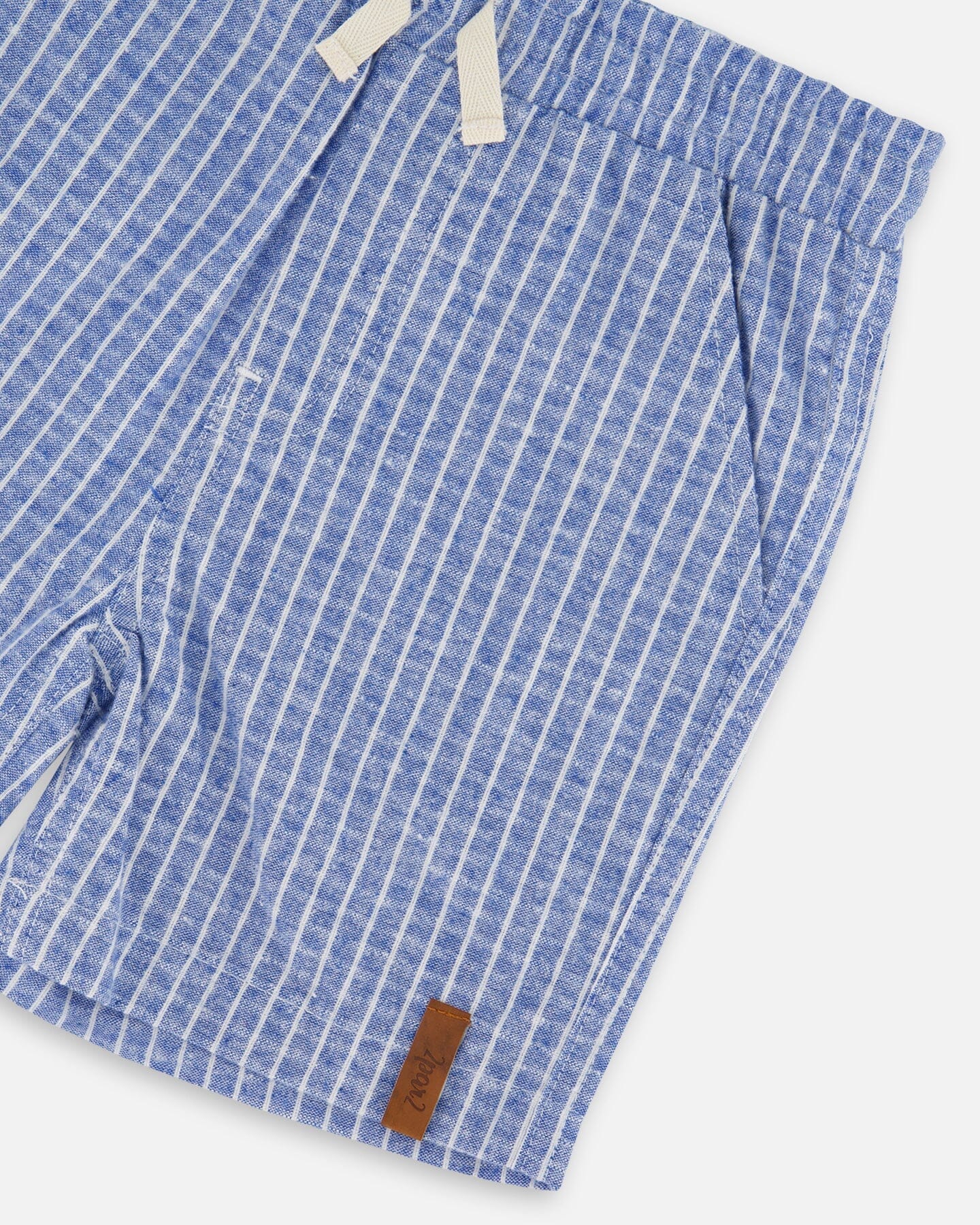 Printed Chambray Shorts Blue Denim Stripes - H30U25_3H113