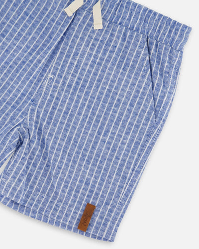 Printed Chambray Shorts Blue Denim Stripes - H30U25_3H113