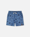 Chambray Shorts Blue Printed Skateboards - H30U25_3H114