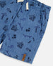 Chambray Shorts Blue Printed Skateboards - H30U25_3H114