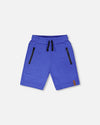 French Terry Shorts With Cross Seams Royal Blue - H30U26_04640