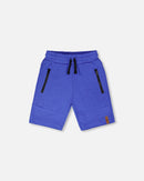 French Terry Shorts With Cross Seams Royal Blue - H30U26_04640