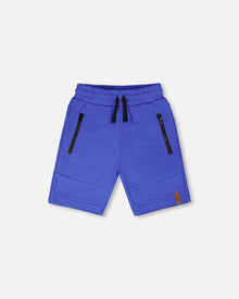French Terry Shorts With Cross Seams Royal Blue - H30U26_04640